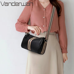 Cowhide Leather Crossbody Messenger Bag Retro Style Female Bolsos