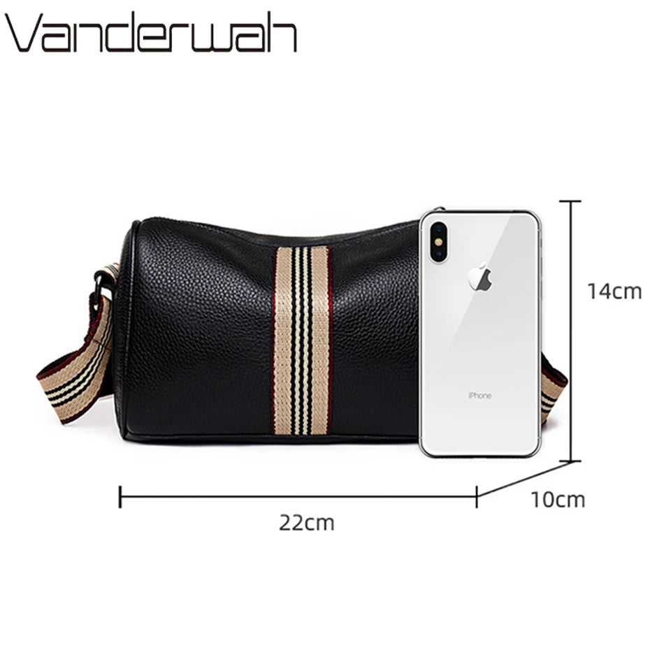 Cowhide Leather Crossbody Messenger Bag Retro Style Female Bolsos