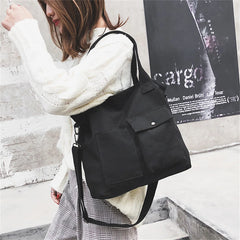 Large Canvas Tote Bag Solid Colors Casual Shoulder Crossbody Travel Purse