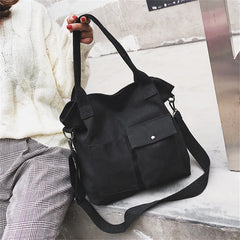 Large Canvas Tote Bag Solid Colors Casual Shoulder Crossbody Travel Purse