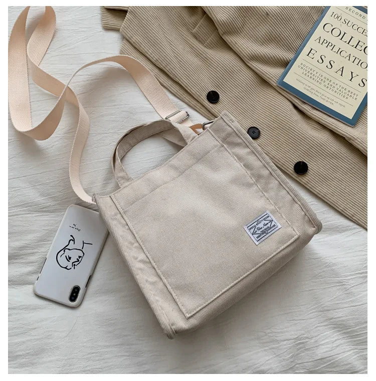 Corduroy Shoulder Bag Solid Buckle Messenger Small Square Bag