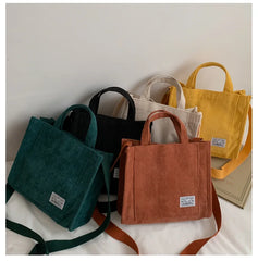Corduroy Shoulder Bag Solid Buckle Messenger Small Square Bag