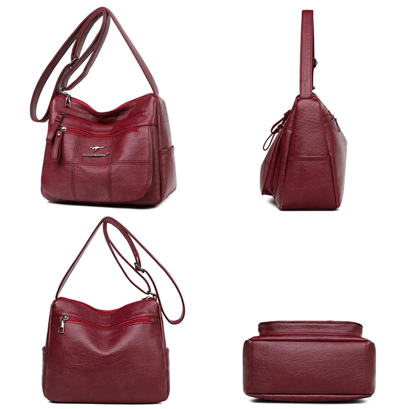 Soft PU Leather Crossbody Bag for Women Casual Messenger Bags