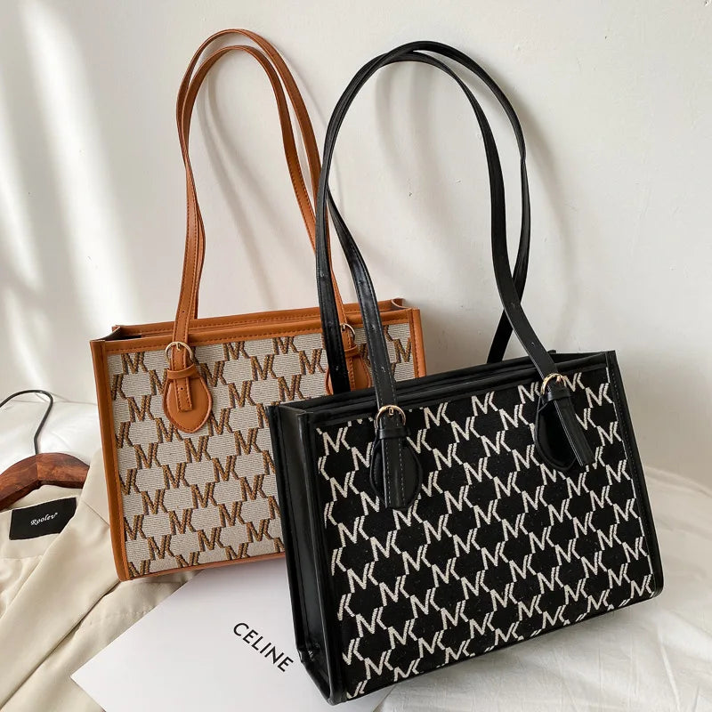 Striped Shopper Tote Shoulder Crossbody Bags for Office Women