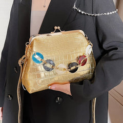 Stone Pattern Crossbody Bag Set Wallet Chain Small Shoulder Bag Shell