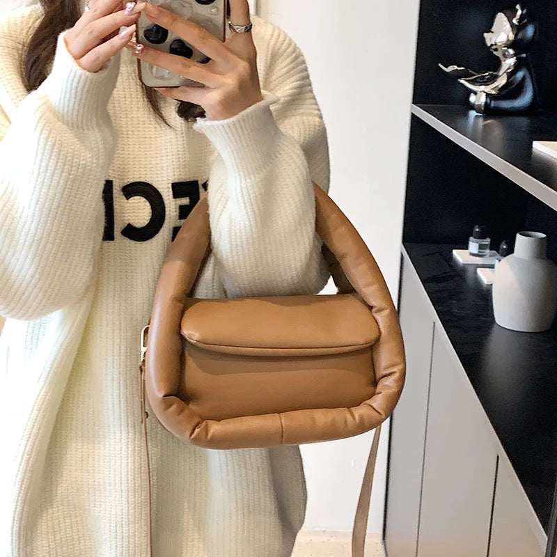 PU Leather Crossbody Bag with Short Handle for Women