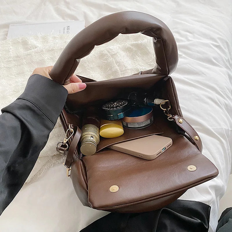 PU Leather Crossbody Bag with Short Handle for Women