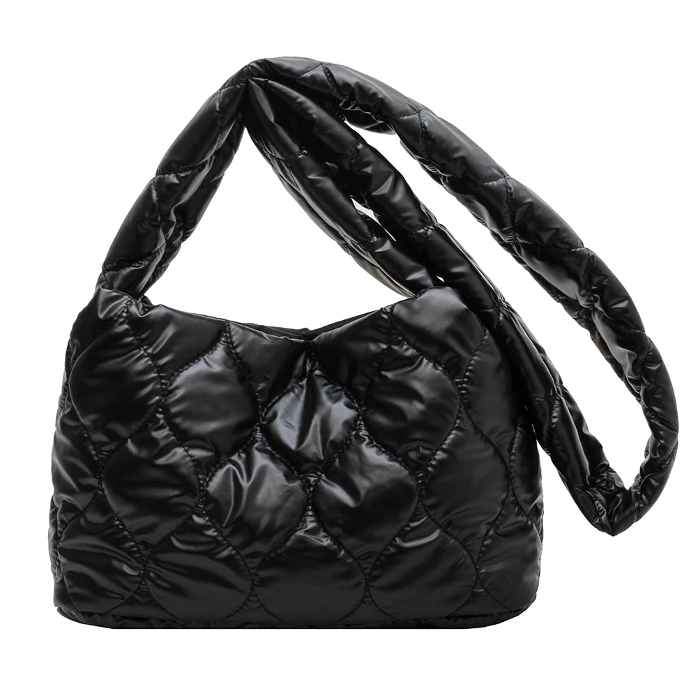 Quilted Padded Women Shoulder Bag Winter Tote Crossbody Space Handbag