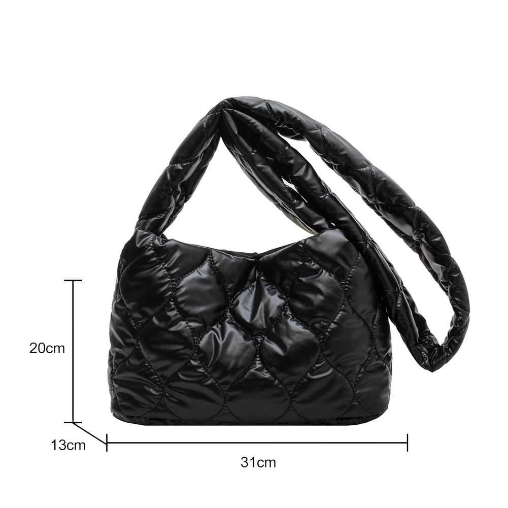 Quilted Padded Women Shoulder Bag Winter Tote Crossbody Space Handbag