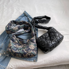 Quilted Padded Women Shoulder Bag Winter Tote Crossbody Space Handbag