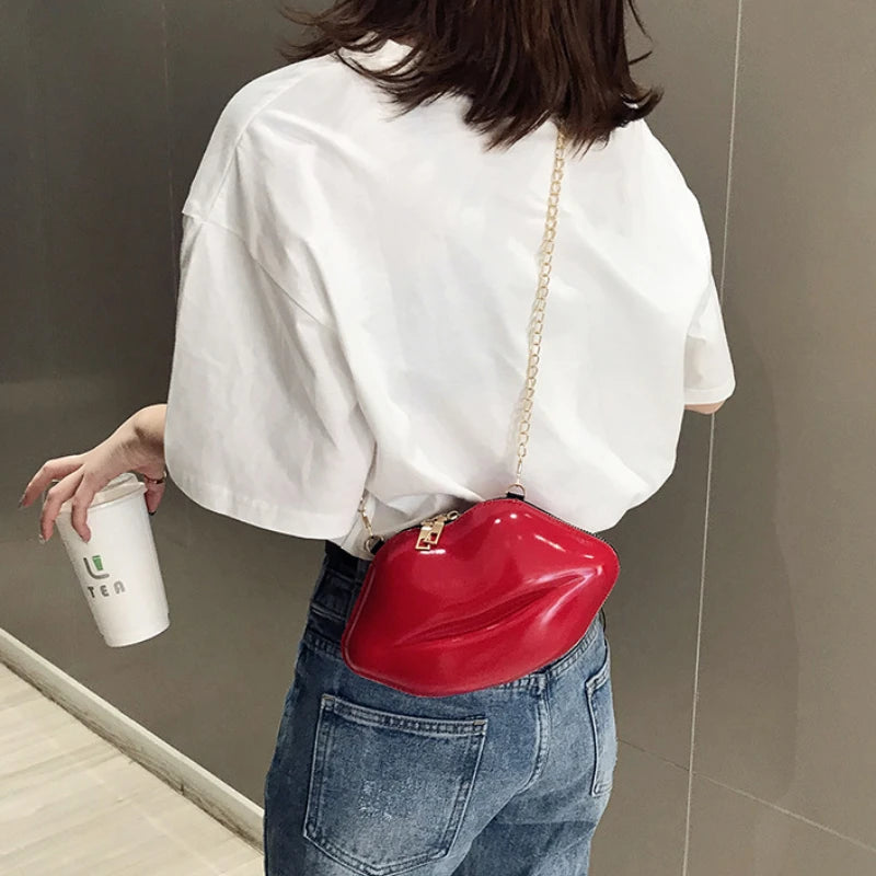 Lip Print Women's Shoulder Bag Zipper Messenger Handbag
