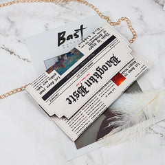Women Bags Personality Shoulder Bags Ladies Newspaper Modeling Square Bag