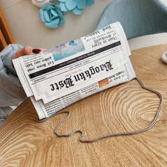 Women Bags Personality Shoulder Bags Ladies Newspaper Modeling Square Bag