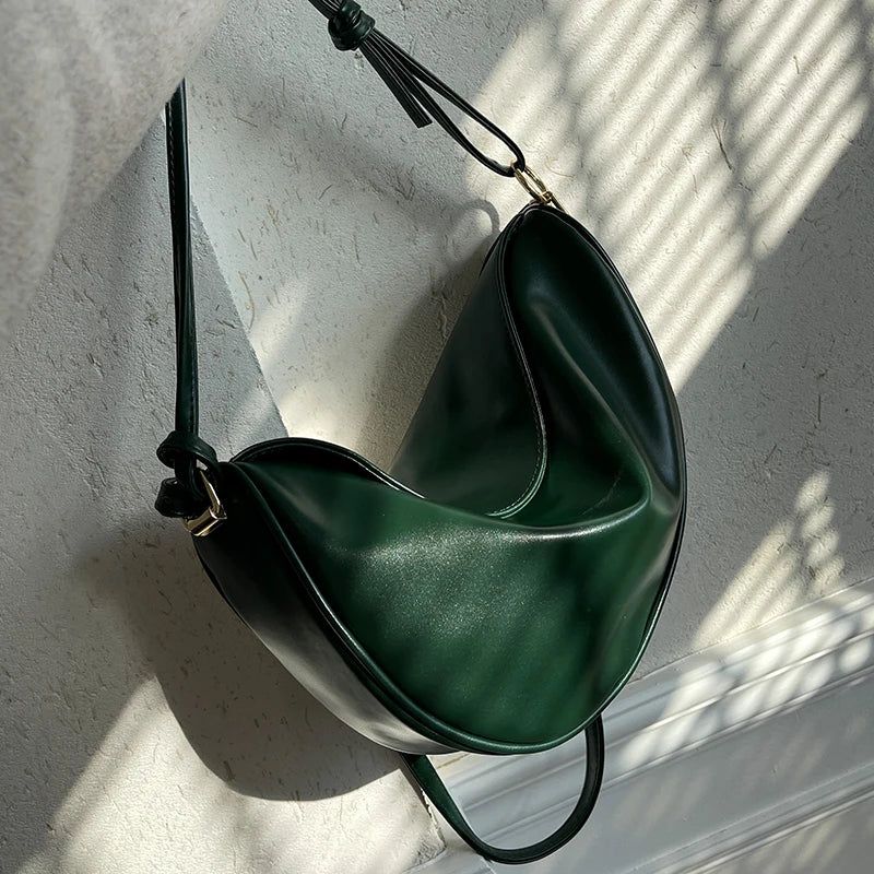 Women's Soft PU Leather Saddle Bag Crossbody Handbag