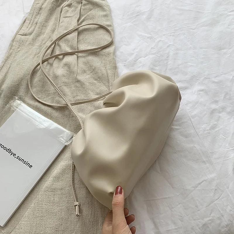 Women Clutch Bag Pleated Dumpling Shoulder Messenger Bag