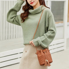 Lychee Pattern Vintage Messenger Bucket Bag