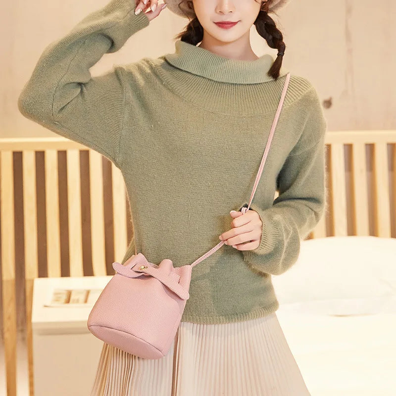 Lychee Pattern Vintage Messenger Bucket Bag