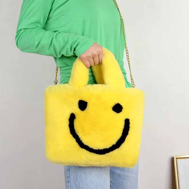 Faux Fur Women's Shoulder Bags Winter Ladies Small Tote Purse Handbags