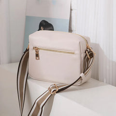 Small Square Flap Bag PU Leather Shoulder Crossbody Casual Wide Strap Purse