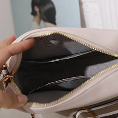 Small Square Flap Bag PU Leather Shoulder Crossbody Casual Wide Strap Purse