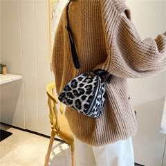 Leopard Print Women's Leather Shoulder Bag Messenger Bag