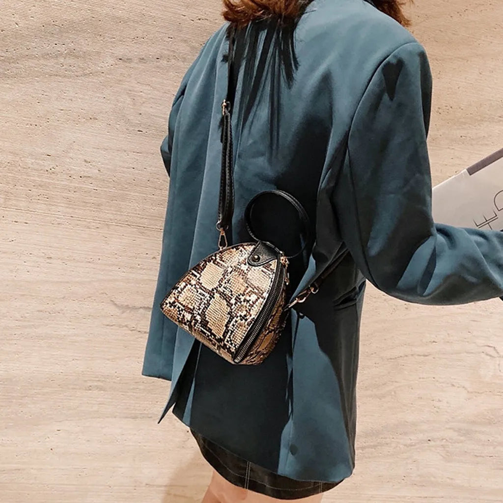 Leopard Print Women's Leather Shoulder Bag Messenger Bag