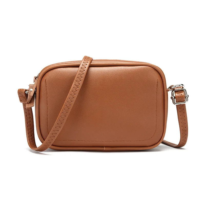 Women's Soft PU Leather Tote Shoulder Bag Solid Small Square