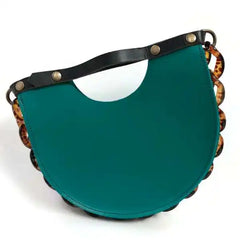 Acrylic Chain Semi-circle Shoulder Bag PU Female Handbag