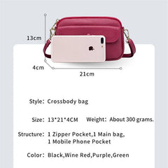 Women's Crossbody Bag Litchi Grain Cow Leather Small Shoulder Messenger Bag