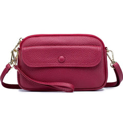 Women's Crossbody Bag Litchi Grain Cow Leather Small Shoulder Messenger Bag