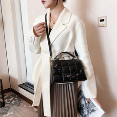 Women's Leather Square Shoulder Bag Flap Messenger