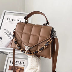 Women's Leather Square Shoulder Bag Flap Messenger