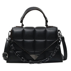 Women's Leather Square Shoulder Bag Flap Messenger