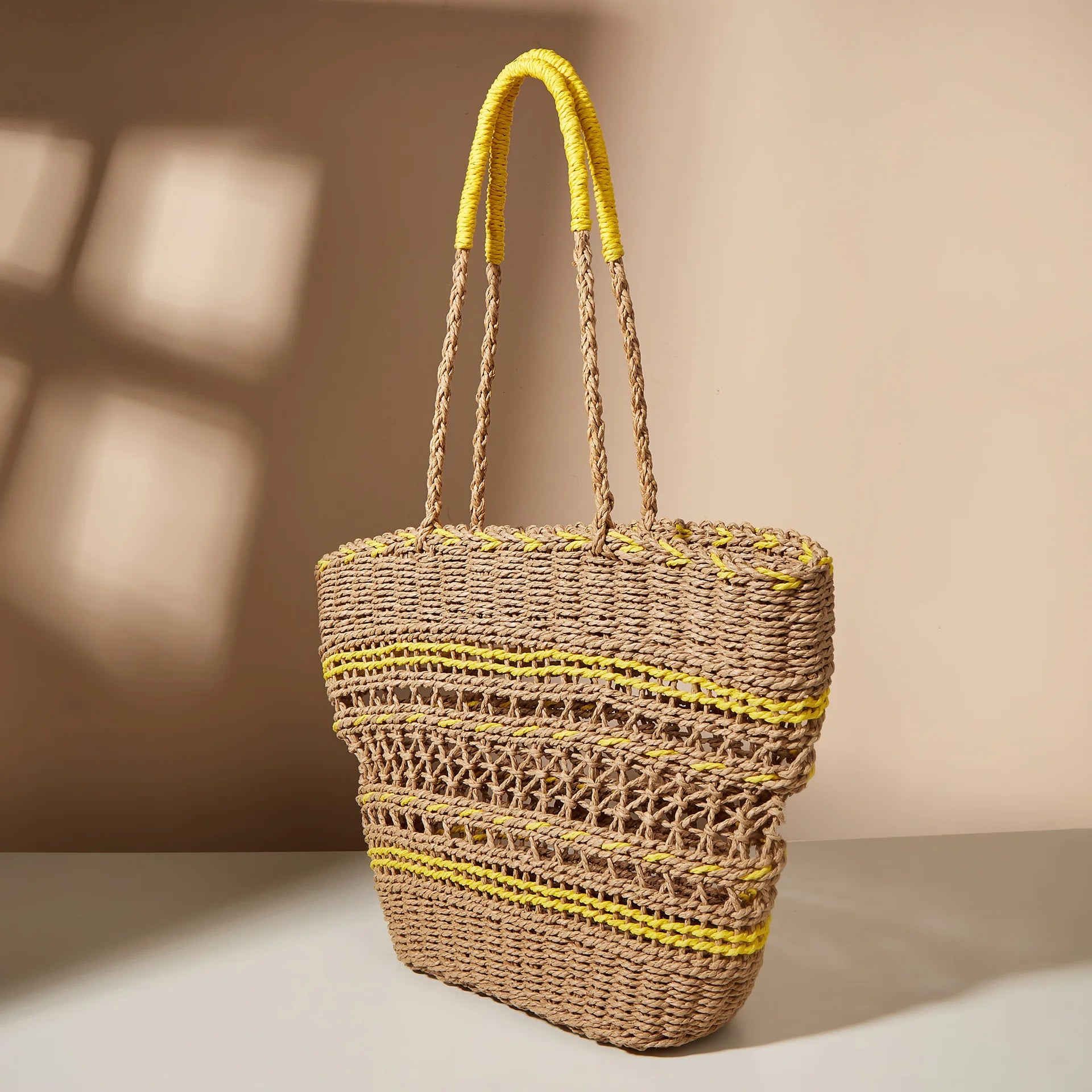 Women Handbag Hollow Woven Large Straw Tote Bag Shoulder Bag