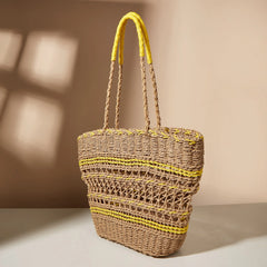 Women Handbag Hollow Woven Large Straw Tote Bag Shoulder Bag