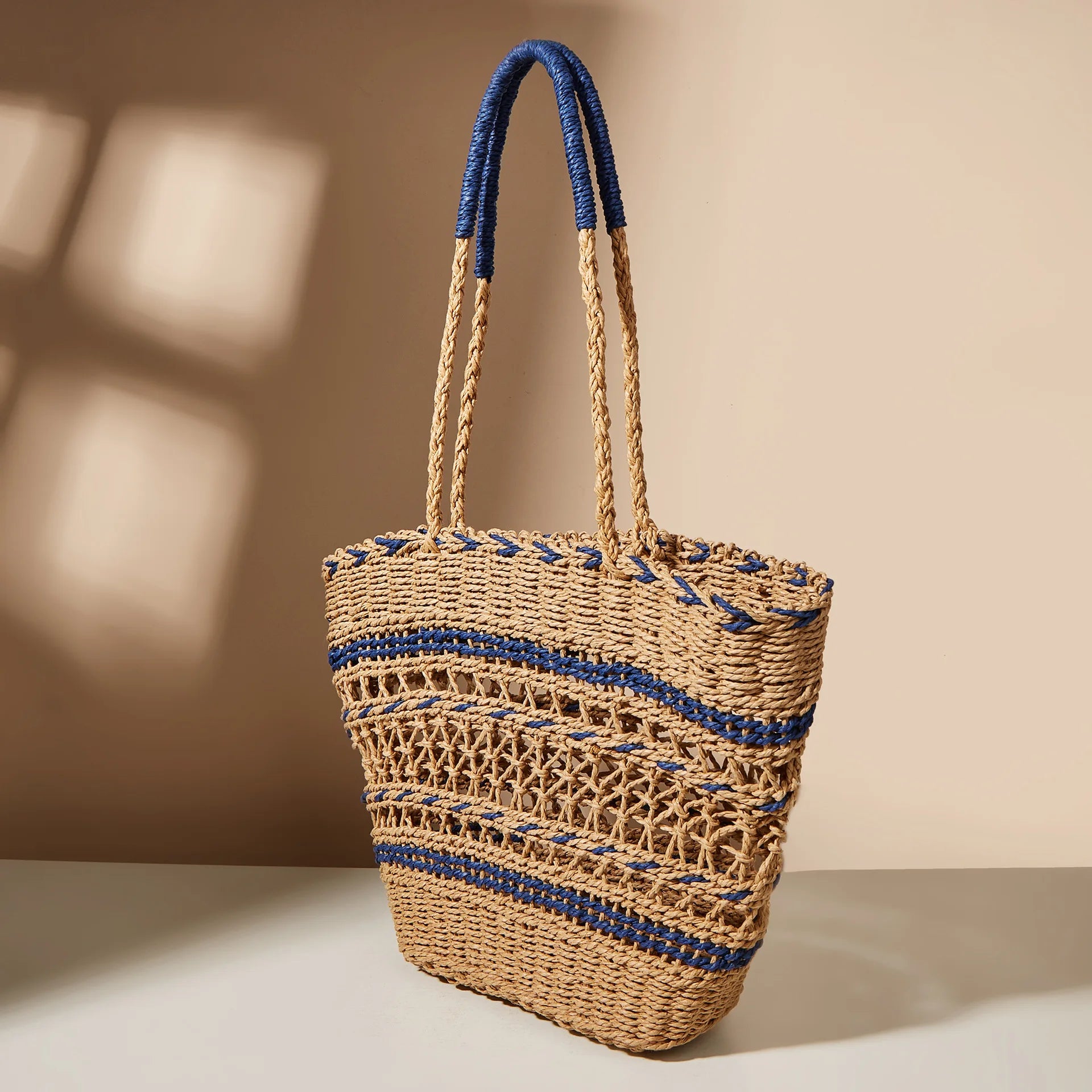 Women Handbag Hollow Woven Large Straw Tote Bag Shoulder Bag