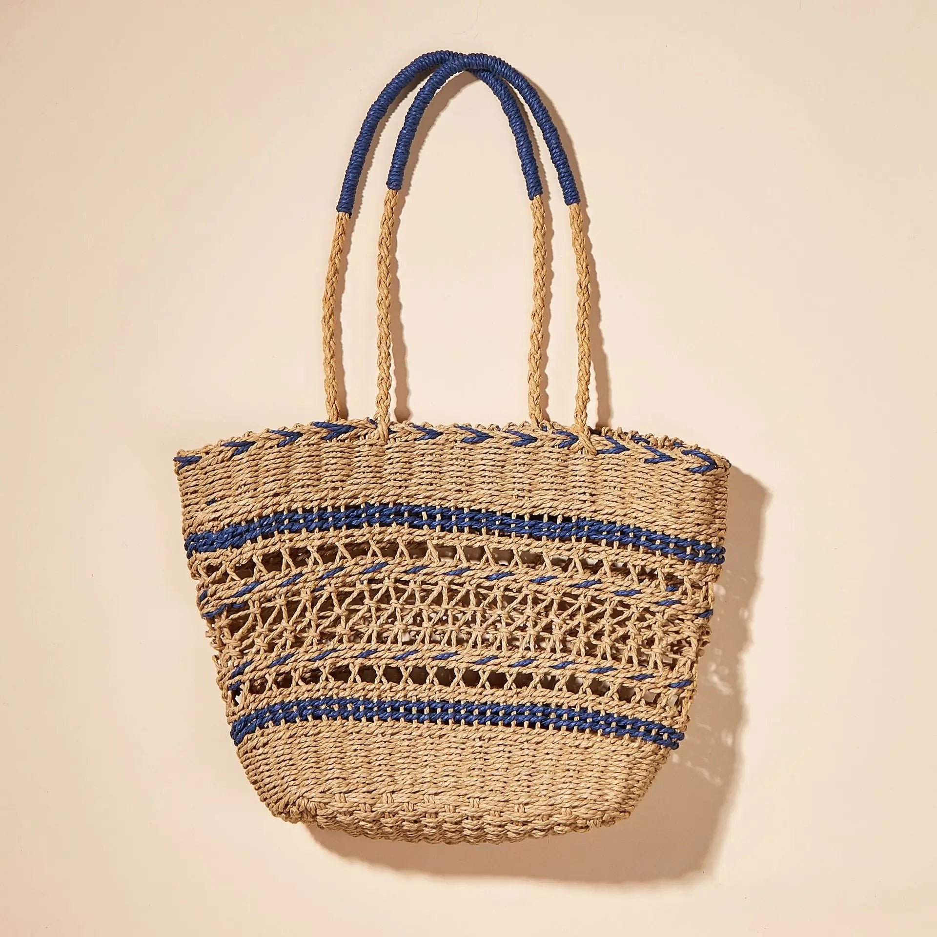 Women Handbag Hollow Woven Large Straw Tote Bag Shoulder Bag