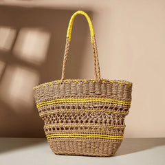 Women Handbag Hollow Woven Large Straw Tote Bag Shoulder Bag