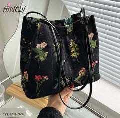 Large Flowers Tote Bags Ladies Bucket High-quality Fabric Women's Handbag