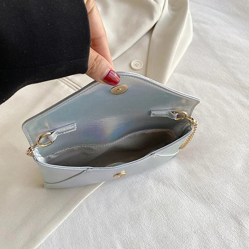 Women's Laser Chain Crossbody Bag Small Handbag Shoulder Purse