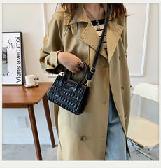 Ruched PU Leather Shoulder Crossbody Bag Small Flap Tote