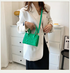 Ruched PU Leather Shoulder Crossbody Bag Small Flap Tote