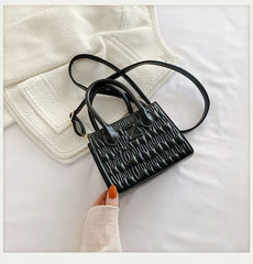 Ruched PU Leather Shoulder Crossbody Bag Small Flap Tote