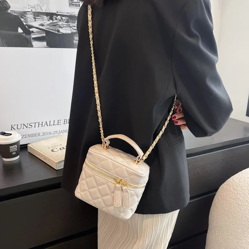 Small Box Crossbody Bag for Women Chains Purse Square Clutch