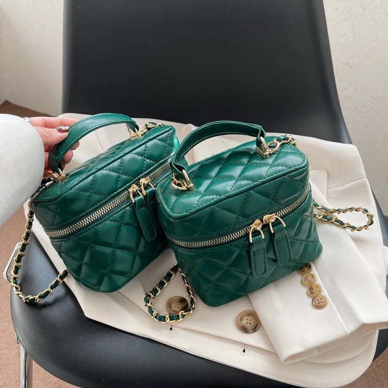 Small Box Crossbody Bag for Women Chains Purse Square Clutch