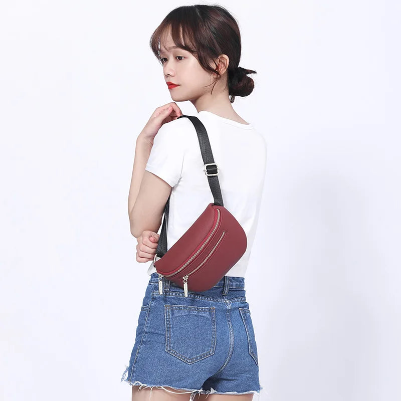 Multi-functiona Women's Fanny Pack Shoulder Bag and Chest Bag Female Belt Sac
