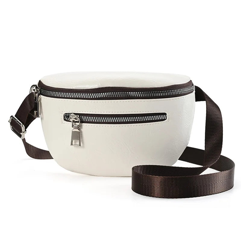 Multifunction Women's Fanny Pack Shoulder Bag Leather Chest Bag Female Belt