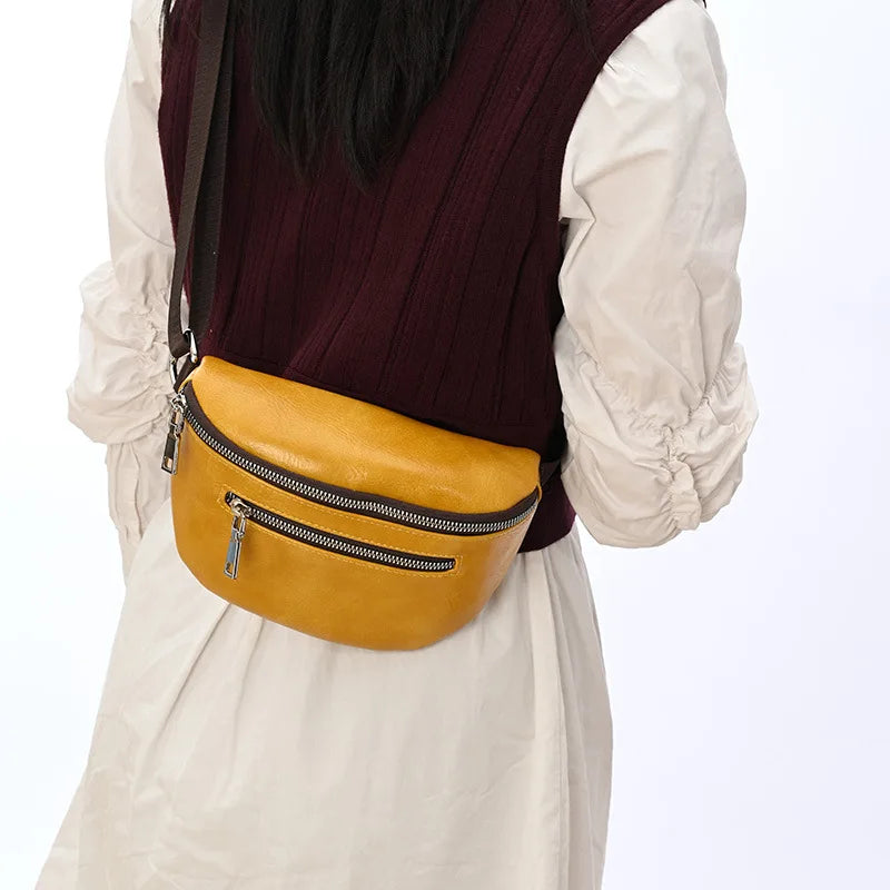 Multifunction Women's Fanny Pack Shoulder Bag Leather Chest Bag Female Belt