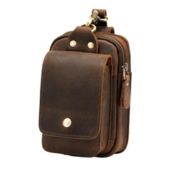 Vintage PU Leather Men Casual Hook Bum Bag Fanny Waist Pack