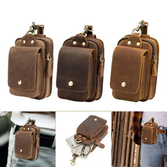 Vintage PU Leather Men Casual Hook Bum Bag Fanny Waist Pack